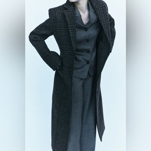 ZARA PLAID MANTECO WOOL COAT ZW COLLECTION - Picture 13 of 13